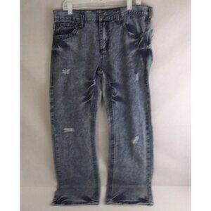 Xtreme Couture Men's Distressed Ripped Whiskered Embroidered Bootcut Jeans 34x31